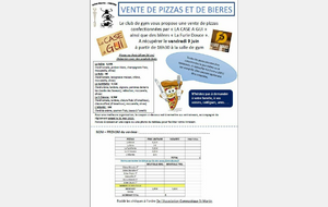 Vente de Pizzas et de Bières le 9 juin 2023
